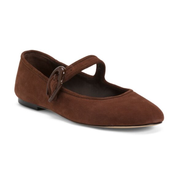 LARROUDE Brown Handmade In Brazil Suede Verona Ballet Flats - Picture 1 of 3